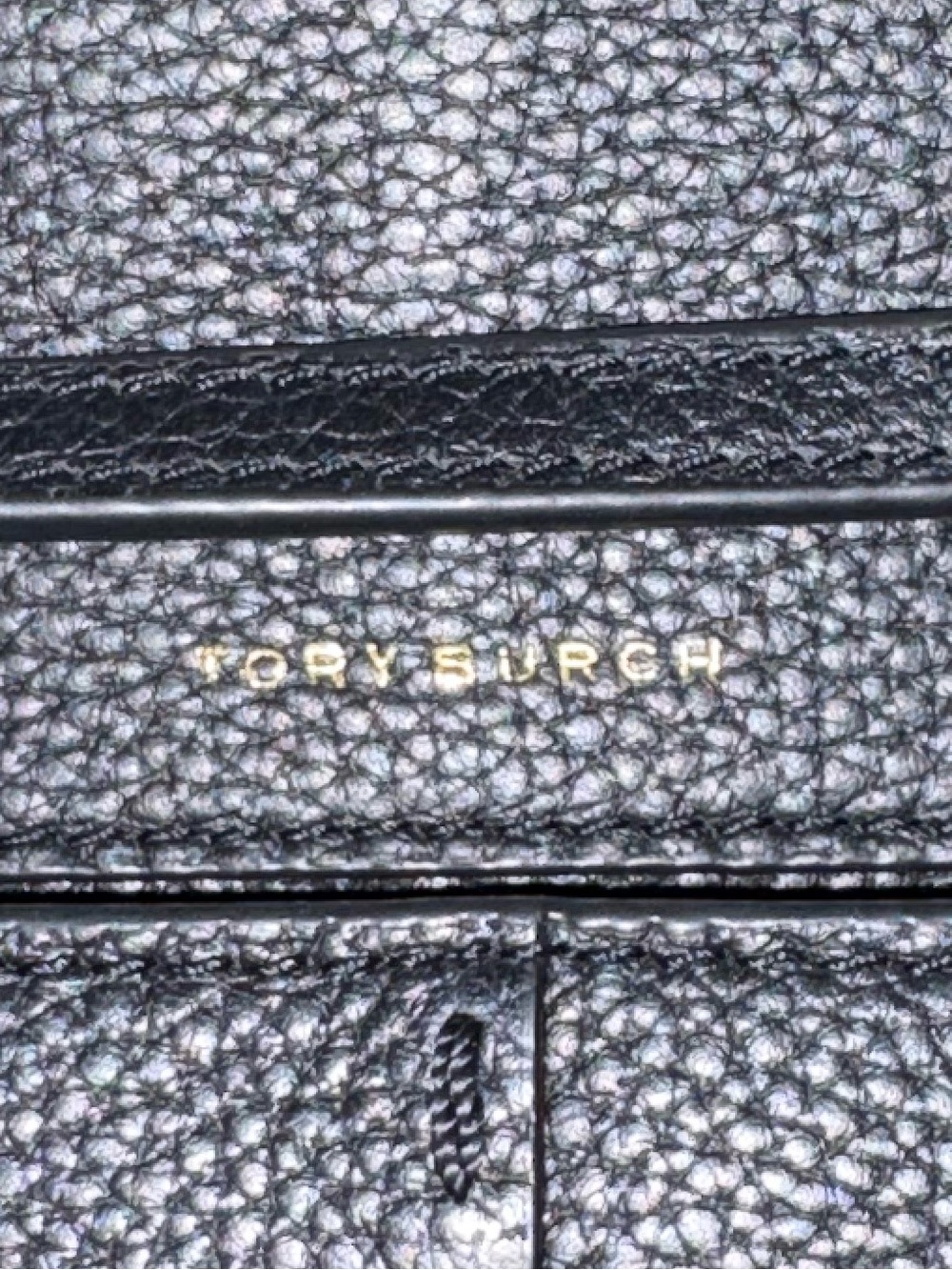Tory Burch Black Pebbled Leather Foldover Crossbody Wallet On Chain WOC - Picture 5 of 9